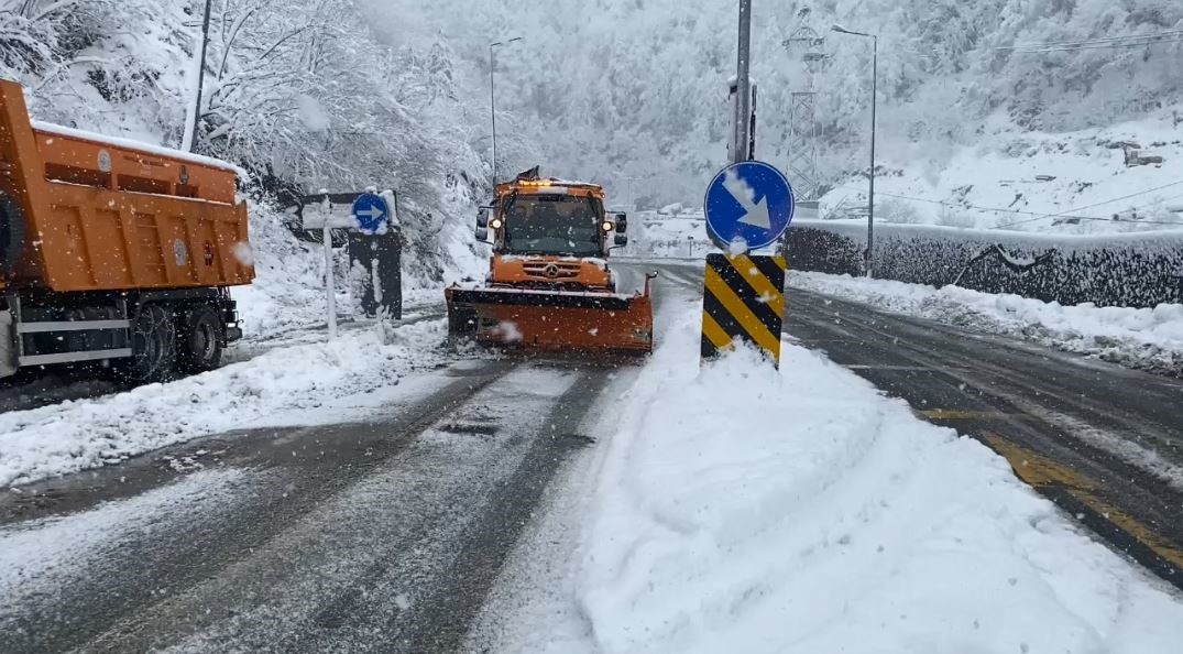 Hopa-Borçka karayolunda yaşanan kar yağışı Artvin’in ulaşımını olumsuz etkiledi